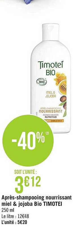 après-shampooing nourrissant miel & jojoba bio timotei