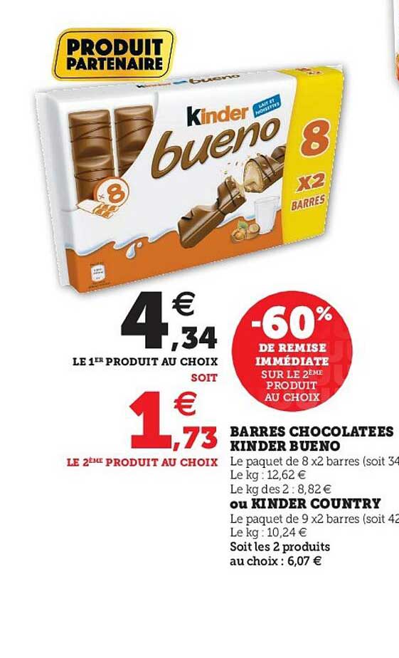 Barres Chocolatées Kinder Bueno Ou Kinder Country