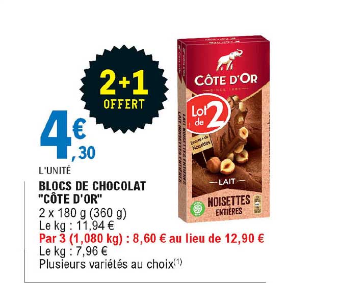 Blocs De Chocolat "côte D'or"