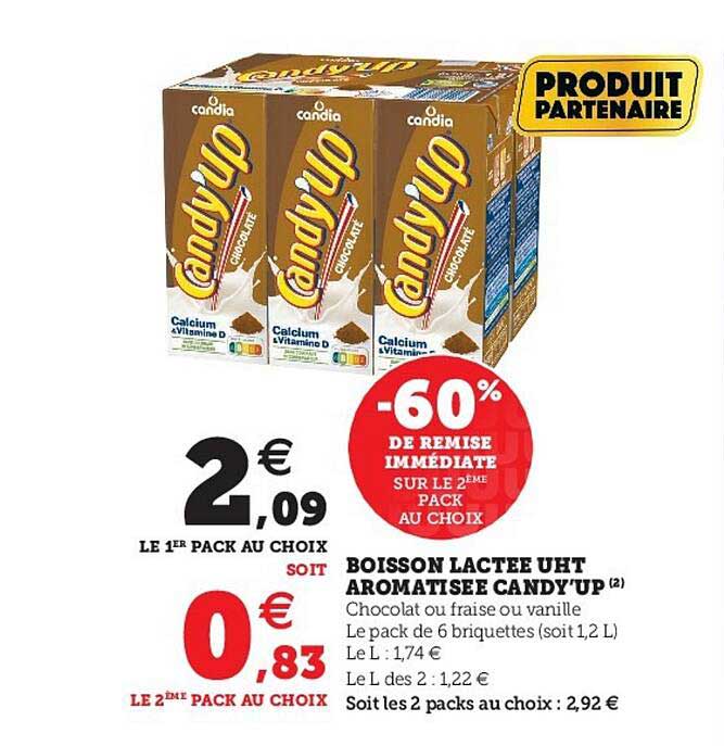 boisson lactée uht aromatisée candy'up