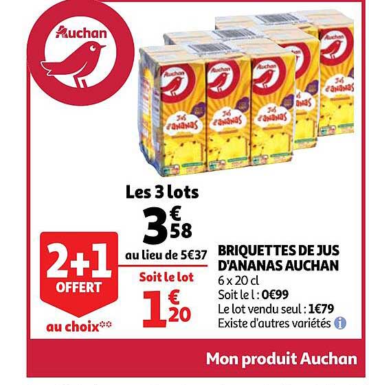 briquettes de jus d'ananas auchan