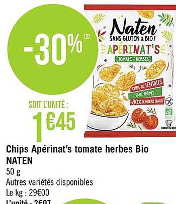 Chips Apérinat's Tomate Herbes Bio Naten
