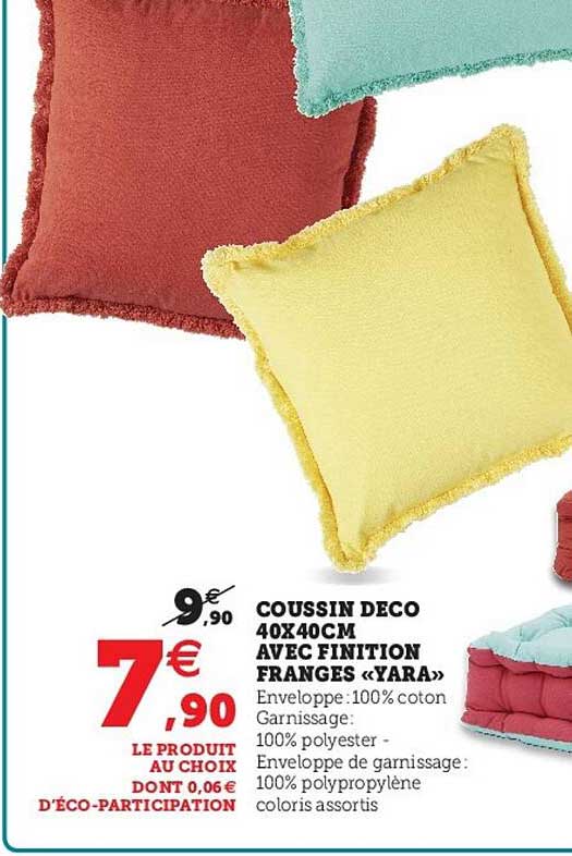 coussin deco 40x40cm avec finition franges "yara"