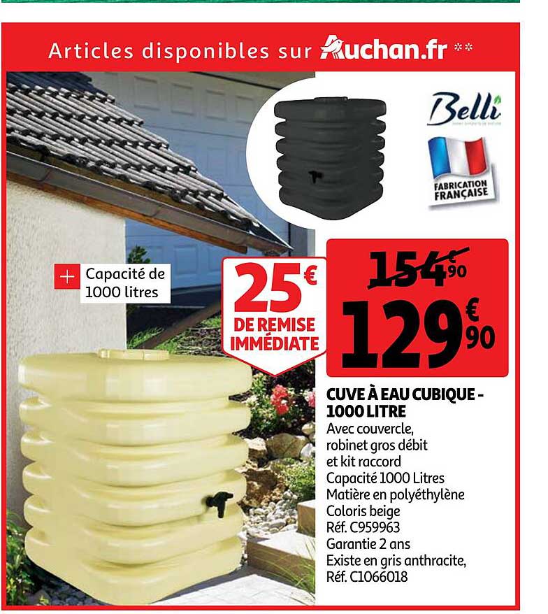 cuvé à eau cubique - 1000 litres