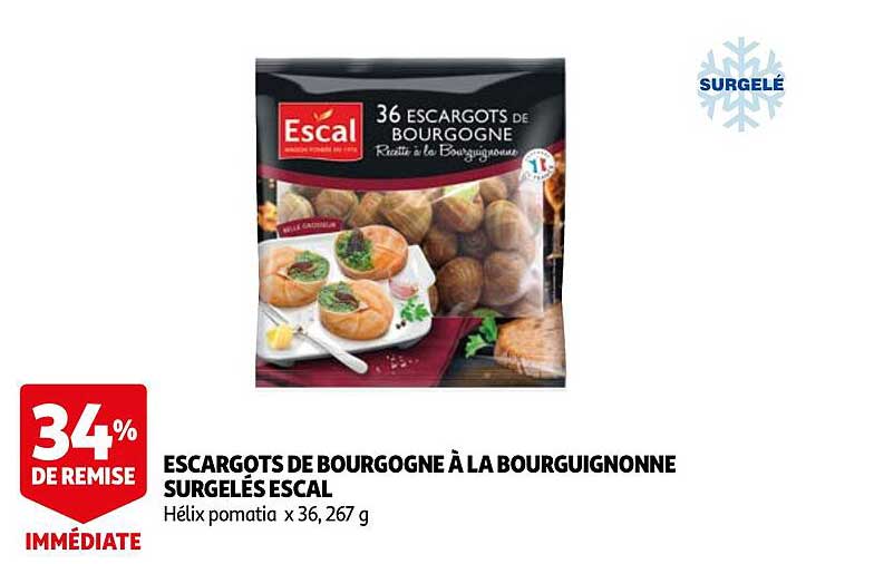 escargots de bourgogne à la bourguignonne surgelés escal
