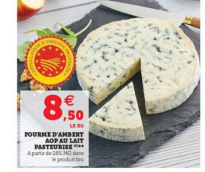 fourme d'ambert aop au lait pasteurisé