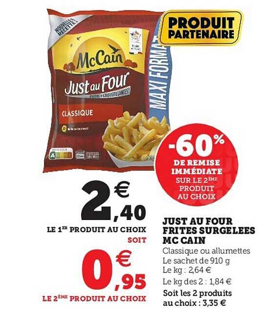 just au four frites surgelées mc cain