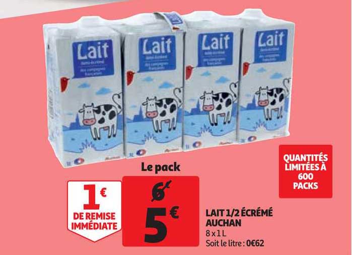 lait demi-écrémé auchan