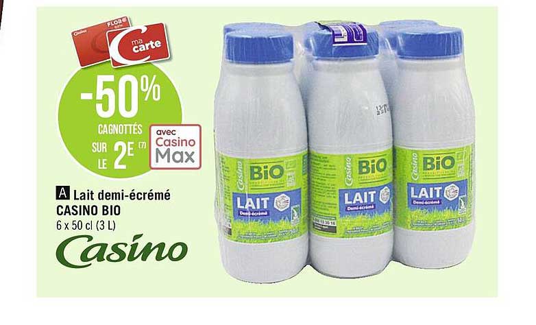 lait demi-écrémé casino bio