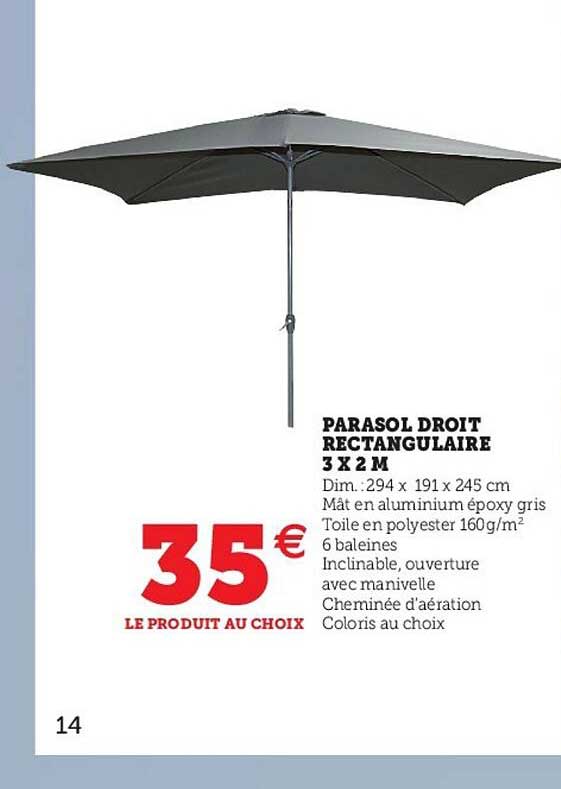 Parasol Droit Rectangulaire