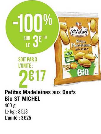 petites madeleines aux oeufs bio st michel