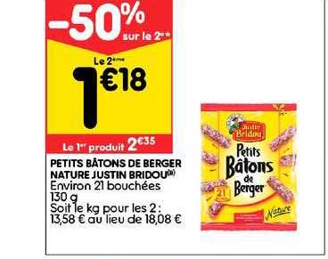 petits bâtons de berger nature justin bridou