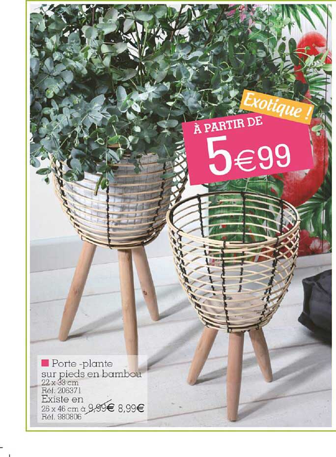 porte-plante sur pieds en bambou