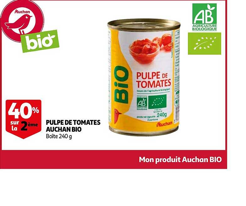 Pulpe De Tomates Auchan Bio