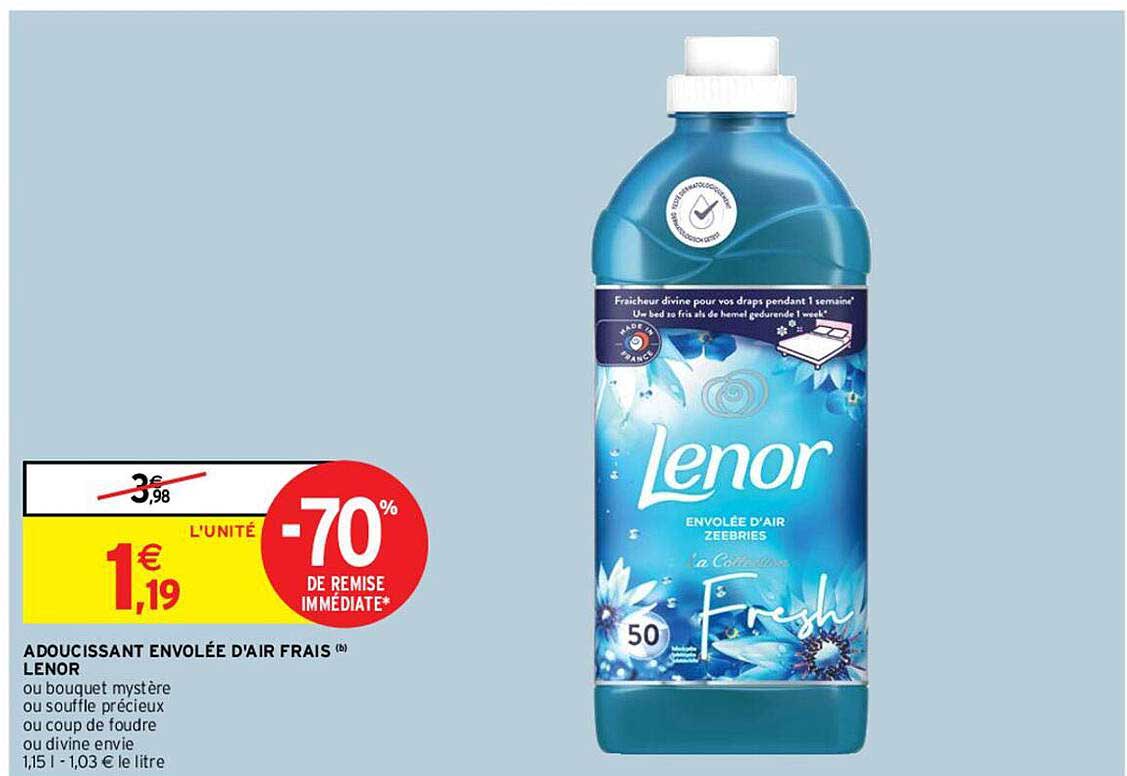 adoucissant envolée d'air frais lenor