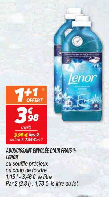 adoucissant envolée d'air frais lenor