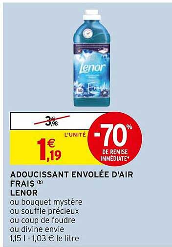 adoucissant envolée d'air frais lenor