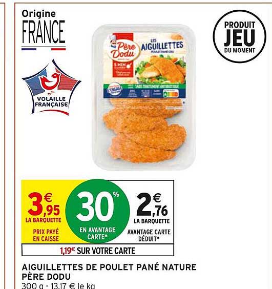aiguillettes de poulet pané nature pèr dodu