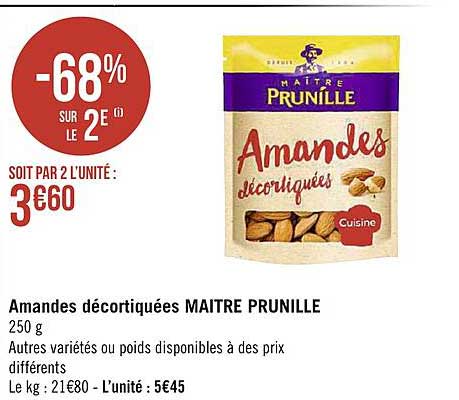amandes décortiquées maître prunille