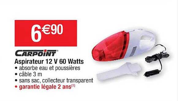 aspirateur 12 v 60 watts carpoint