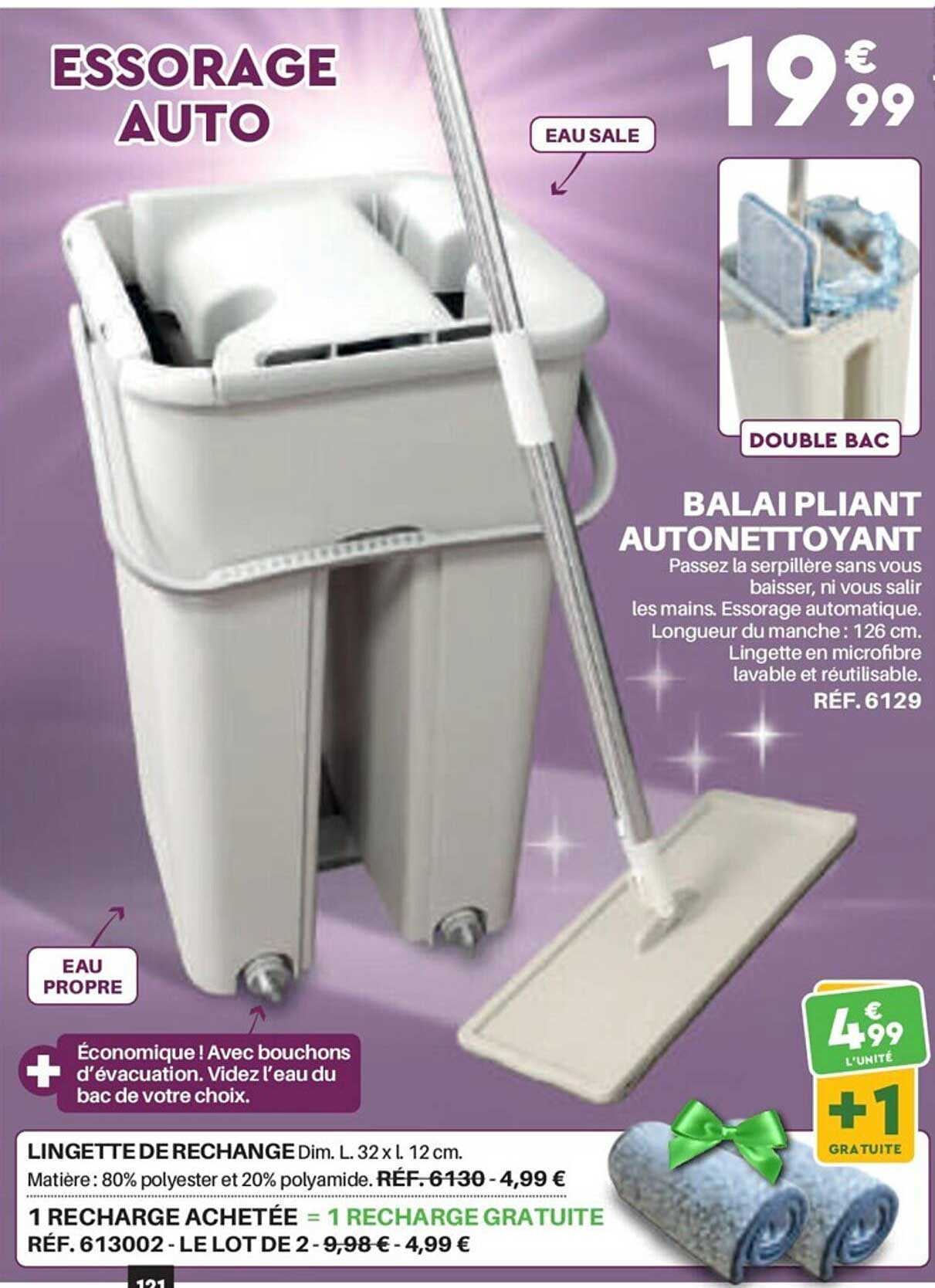 balai pliant autonettoyant, lingette de rechange