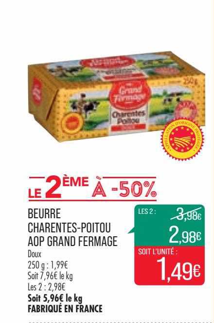 beurre charentes-poitou aop grand fermage