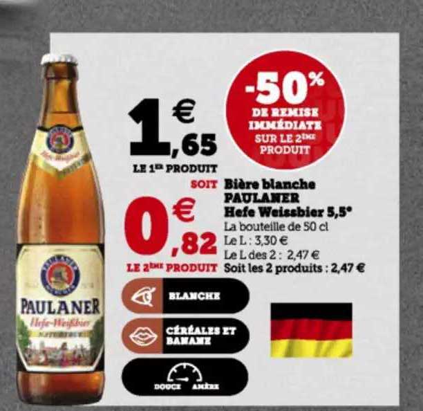 bière blanche paulaner hefe weisebier 5,5°