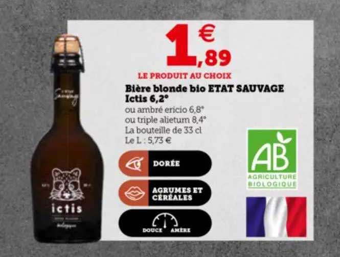 bière blonde bio état sauvage ictis 6,2°