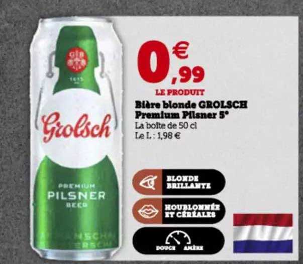 Bière Blonde Grolsch Premium Pilsner 5°