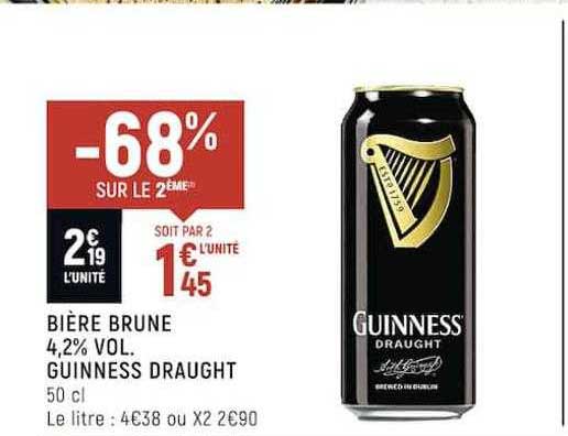 bière brune 4,2% vol. guiness draught