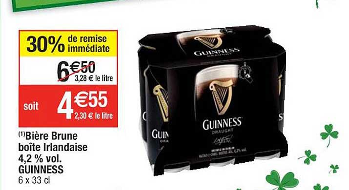 bière brune boîte irlandaise 4,2% vol. guinness
