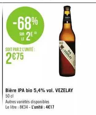 bière ipa bio 5,4% vol. vezelay