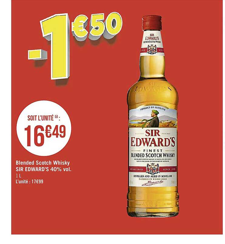 blended  scotch whisky sir edward's 40% vol.