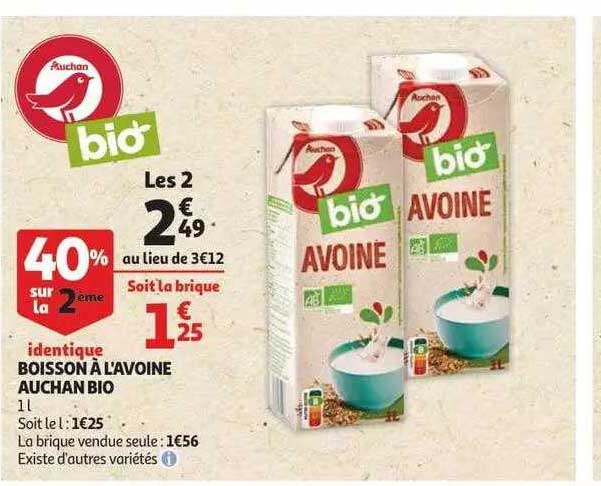 boisson à l'avoine auchan bio