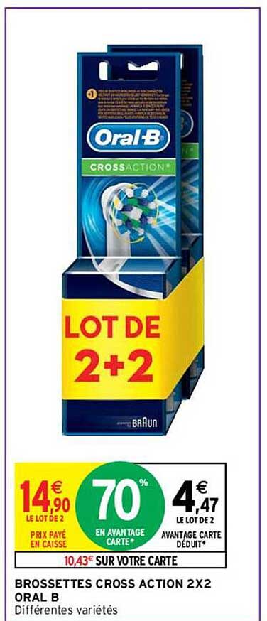 brossettes cross action 2x2 oral b