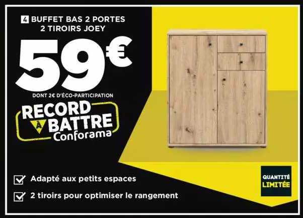 buffet bas 2 portes 2 tiroirs joey