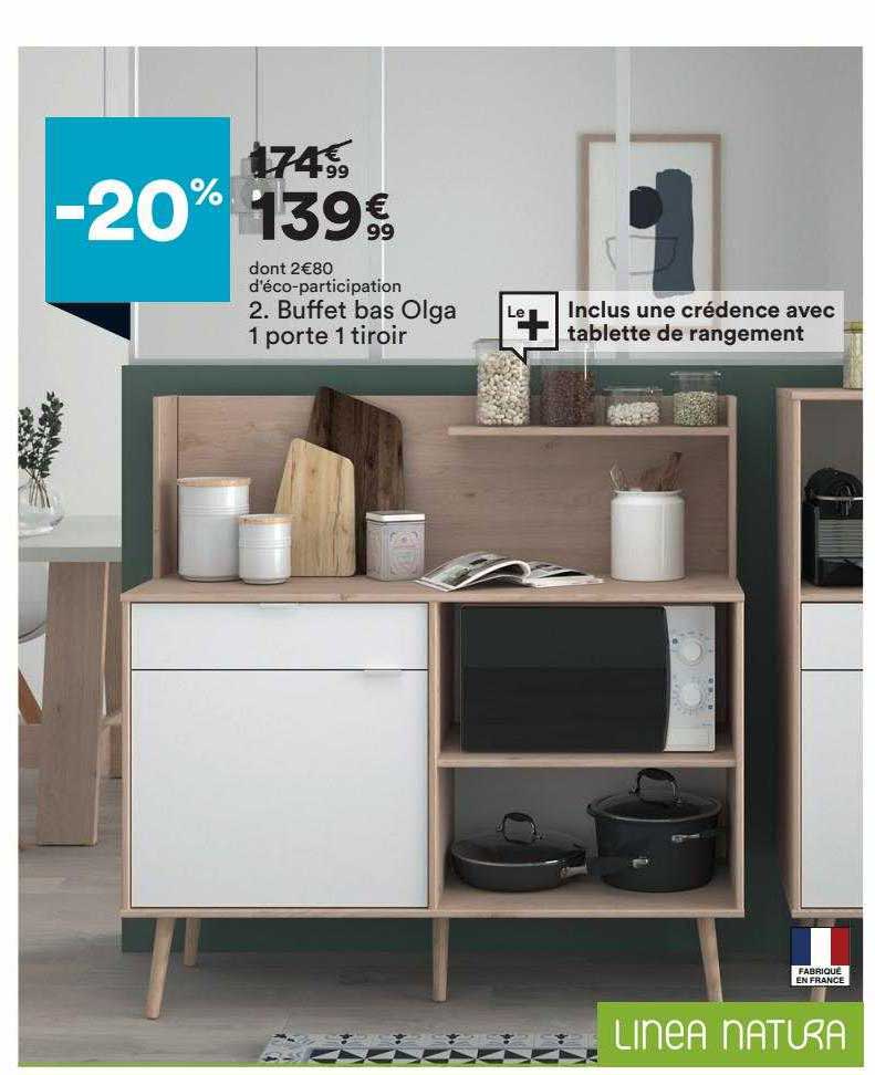 Buffet Bas Olga 1 Porte 1 Tiroir Linea Natura