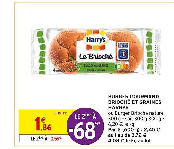 Burger Gourmand Brioché Et Graines Harrys