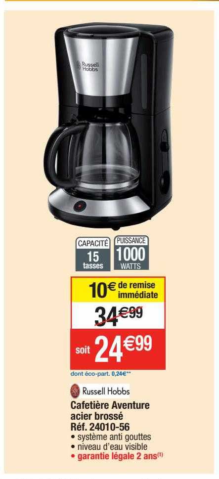 cafetière aventure acier brossé russell hobbs