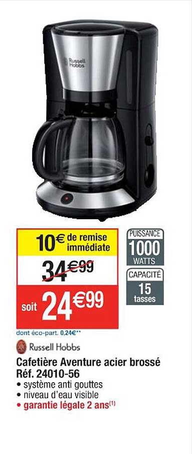 cafetière aventure acier brossé russell hobbs