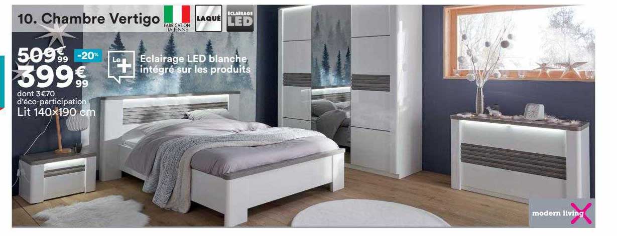 chambre vertigo : lit 140 x 190 cm modern living