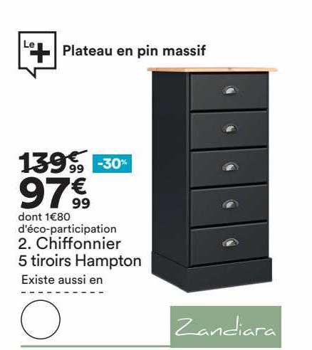chiffonnier 5 tiroirs hampton zandiara