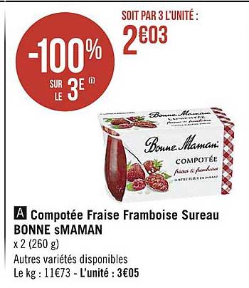 compotée fraise framboise sureau bonne maman