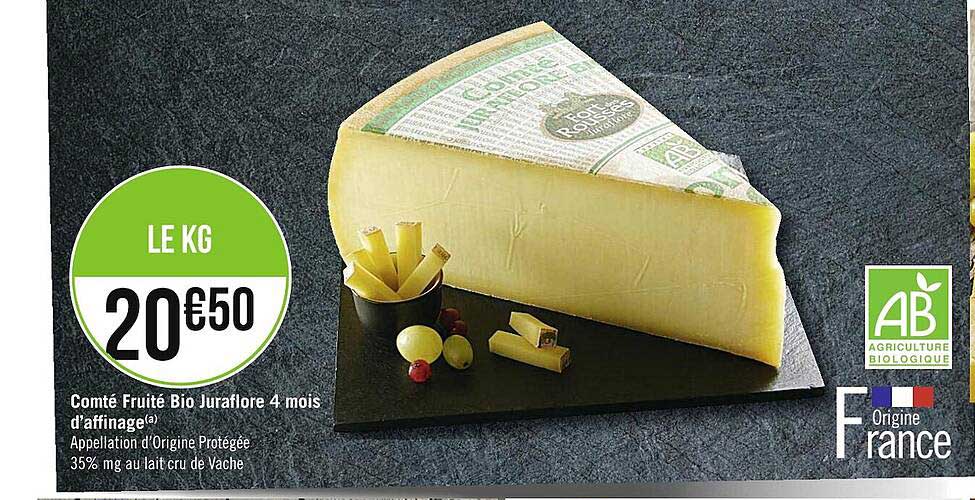 comté fruité bio juraflore 4 mois d'affinage