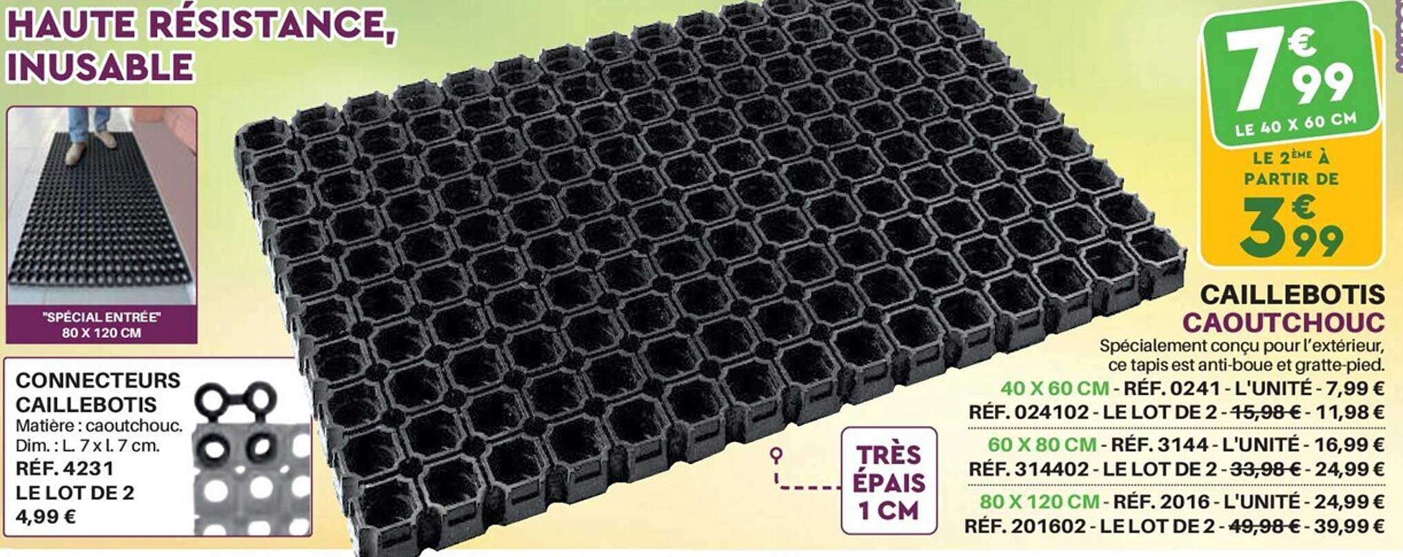 connecteurs caillebotis, caillebotis caoutchouc