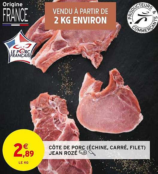 côte de porc (échine, carré, filet) jean rozé