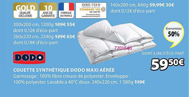 couette synthétique dodo maxi aérée dodo