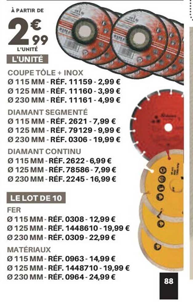 coupe tôle + inox, diamant segmenté, fer, matériaux