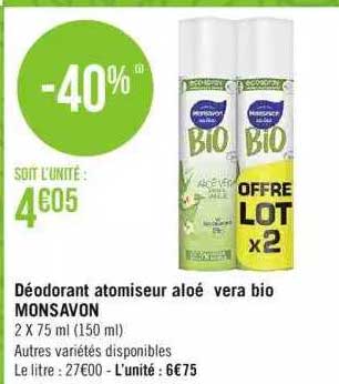 Déodorant Atomiseur Aloé Vera Bio Monsavon