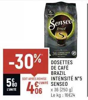 dosettes de café brazil intensité n°5 senseo